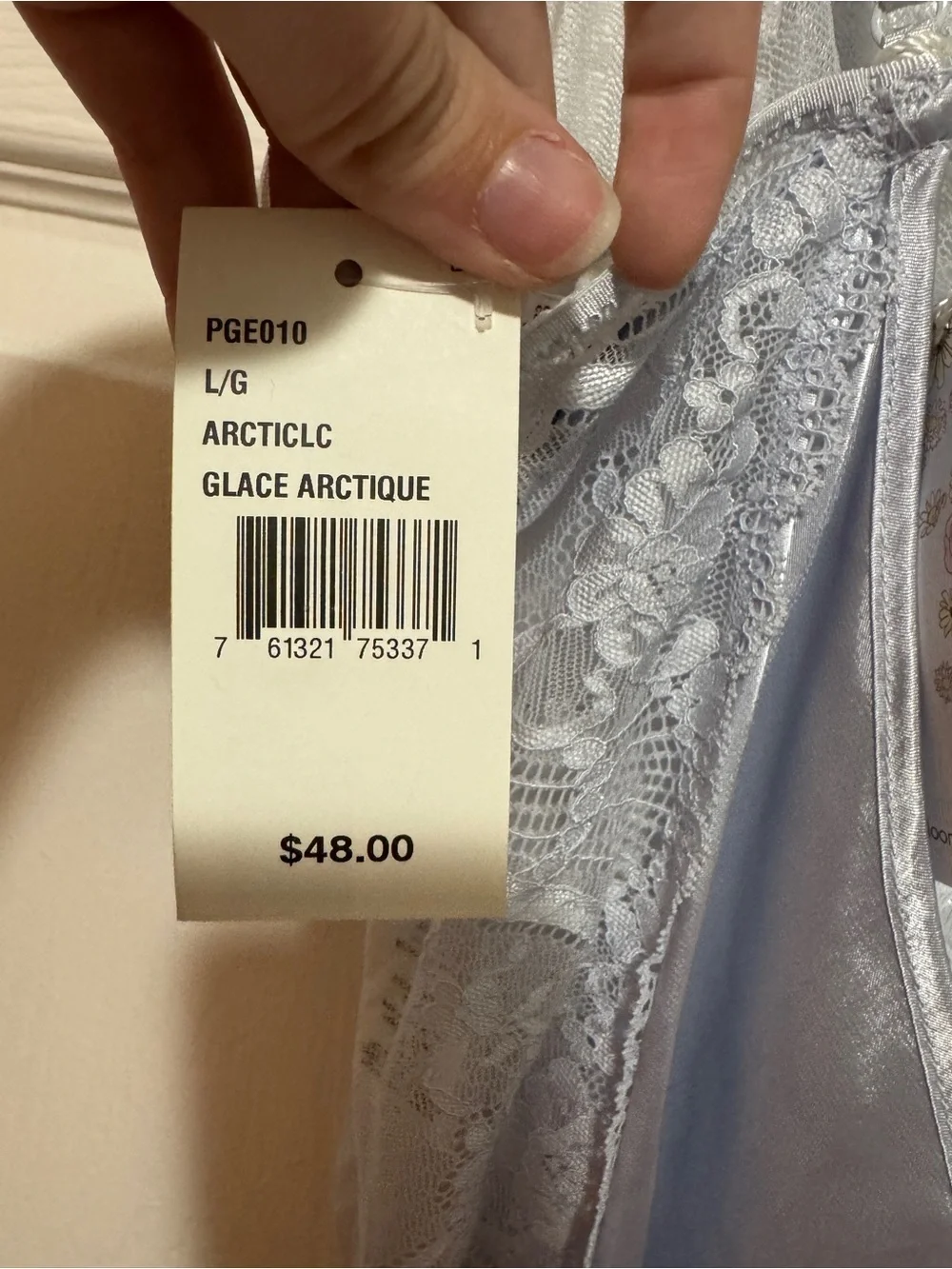 Light blue satin and lace slip - Picture 5 of 6